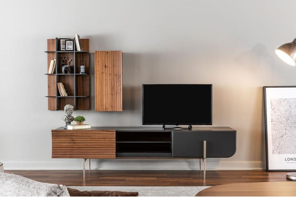 rtv Lowboard tv Standaard Planken Dressoir Hout Modern Bruin Woonkamer