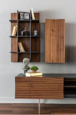 rtv Lowboard tv Standaard Planken Dressoir Hout Modern Bruin Woonkamer