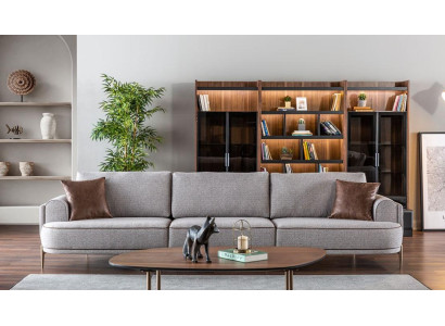 Driepersoonsbank 3-zits stoffen bank Moderne grijze stoffen bank Nieuw