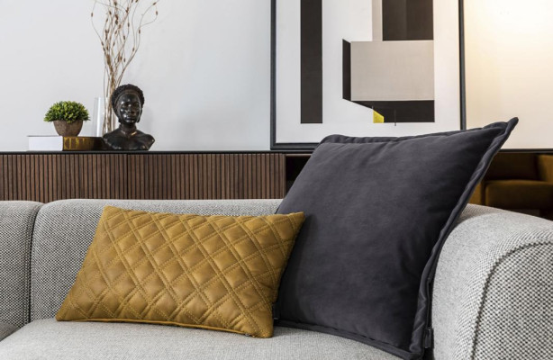 Driepersoons bank 3-zits stoffen bank Moderne grijze stoffen bank Nieuw