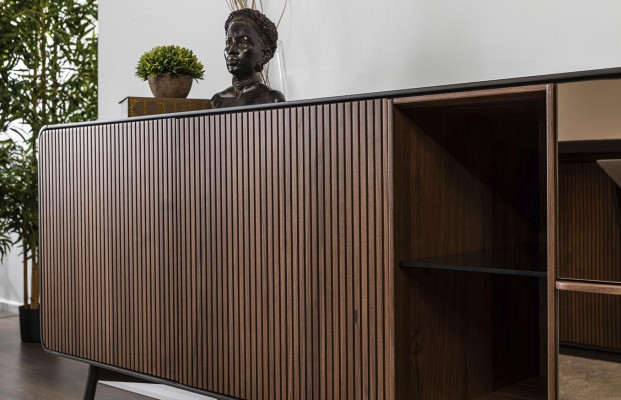 Sideboard commode dressoir spiegel hout modern bruin set meubels
