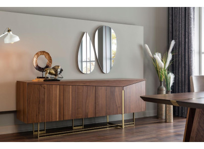 Sideboard Commode Dressoir Spiegel Hout Bruin Eetkamer Kasten Set