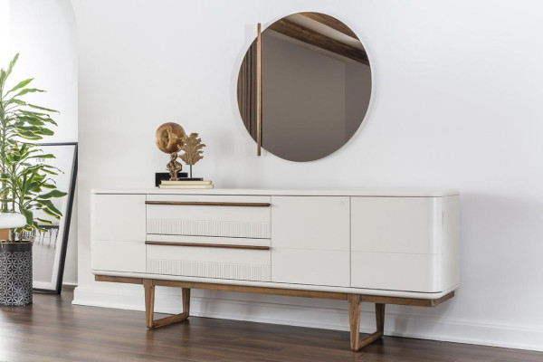 Sideboard Dressoir Dressoir Spiegel Hout Eetkamer Kasten Set Wit