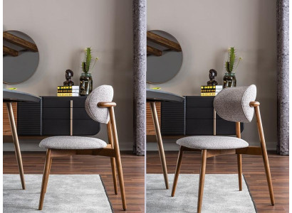 Eetkamerstoelset 4-delig Keukenstoelen Stoelen zonder armleuningen Stof Grijs