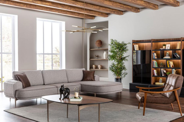 Stoffen hoekbank L-vorm bank stof Banken grijs Modern woonkamer meubels