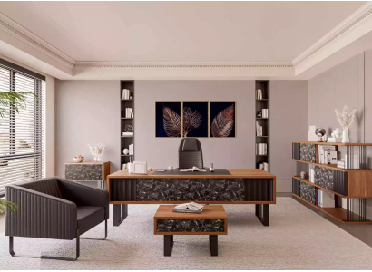 Moderne kantoormeubilair set met bureau, salontafel en archiefkast