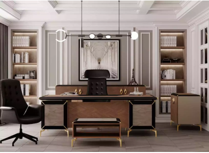 Moderne kantoormeubelen, dressoir, bureau, hoekbureau, ladekast.