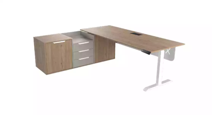 Hoekbureau dressoir thuiskantoor modern hout kantoorinrichting