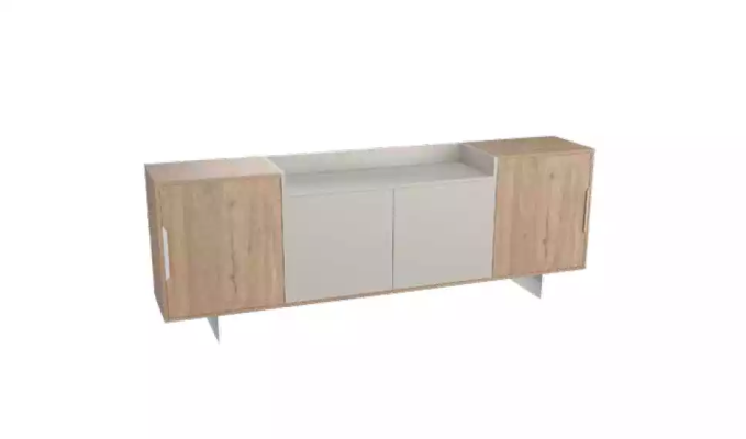 Hoekbureau dressoir thuiskantoor modern hout kantoorinrichting