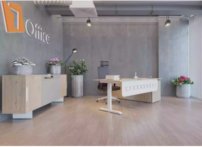 Hoekbureau dressoir thuiskantoor modern hout kantoorinrichting