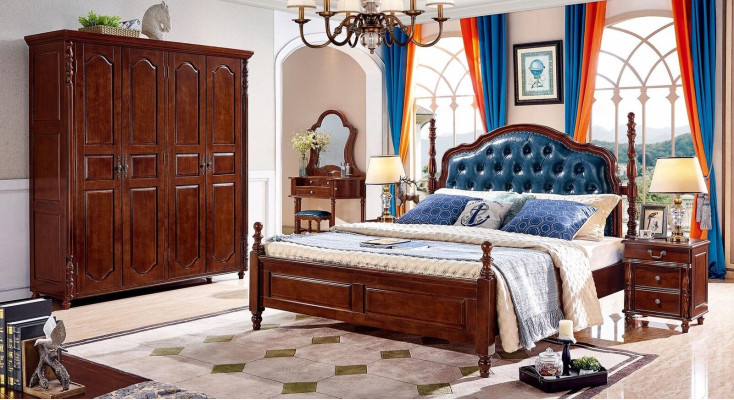 Slaapkamer set 4-delig Klassiek Bed + 2x Nachtkastjes Kledingkast