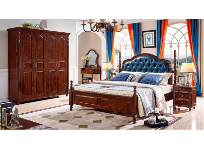 Slaapkamer set 4-delig Klassiek Bed + 2x Nachtkastjes Kledingkast