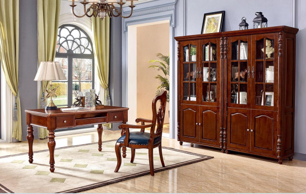 Kantoorset bureau werkkamer 4-delig. Stoel 2x boekenkast kantoorinrichting