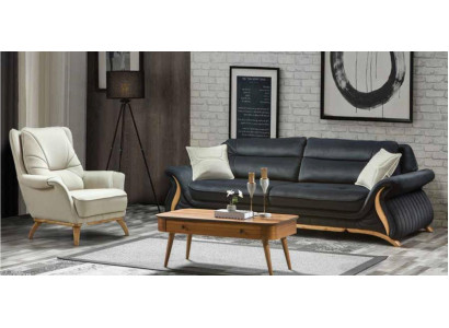 Ontwerp Bankstel 3+1 Zits Fauteuil Bank Bekleding Luxe Klassieke Kunstleren Bankstellen