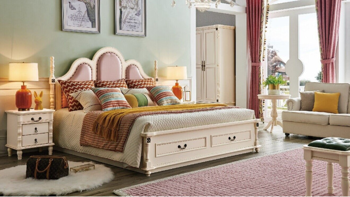 Bed bekleding design luxe dubbele hotelbedden slaapkamer 180x200 cm hout nieuw