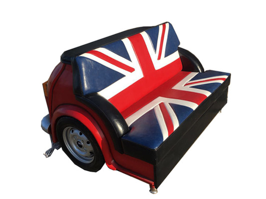 Retro Union Jack Bank Automeubel Garage Autobank Bank Gestoffeerde Tweezitsbank