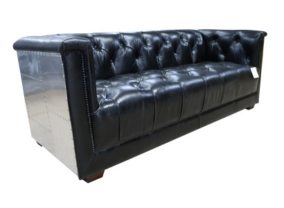 Sofa Chesterfield 3-zits Vintage Vliegtuig Echt lederen Aluminium Sofa's