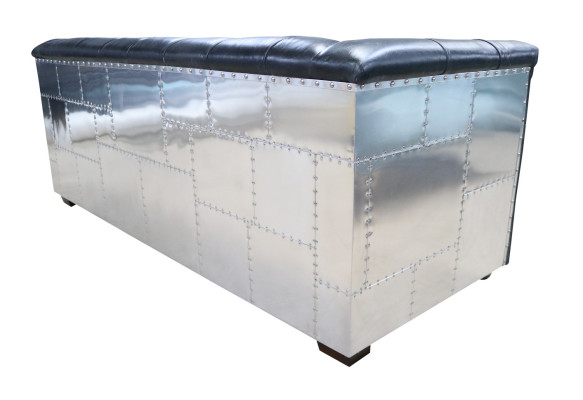 Sofa Chesterfield 3-zits Vintage Vliegtuig Echt lederen Aluminium Sofa's