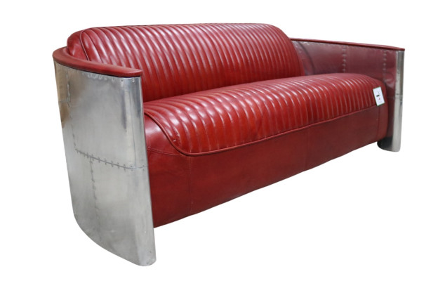 Leren sofa bank bekleding bank aluminium driezits vintage luxe meubels banken nieuw