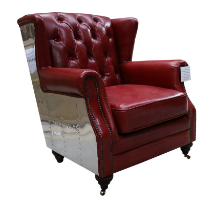 Ohrensessel echt leer vintage Chesterfield lederen tv-fauteuil leren fauteuil nieuw