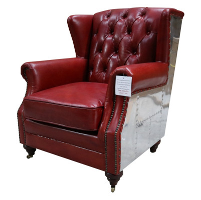 Ohrensessel echt leer vintage Chesterfield lederen tv-fauteuil leren fauteuil nieuw