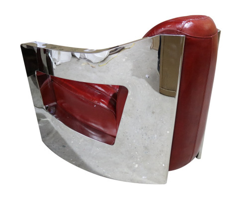 Vintage leren fauteuil Rood Echt leder Retro stoel Design Clubsessel aviator