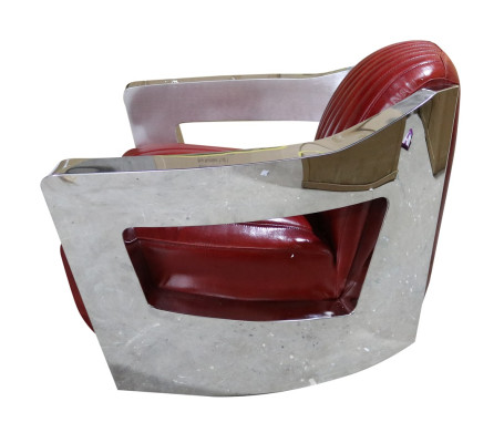 Vintage leren fauteuil Rood Echt leder Retro stoel Design Clubsessel aviator