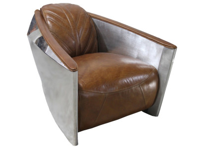 Lederen vliegtuigstoel Aviator stoel Loungestoel Cocktailsstoel vintage