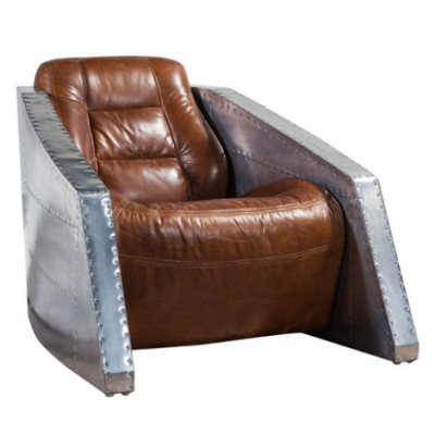 Leren vliegtuigstoel Clubfauteuil Lederen stoel Aviator Vintage