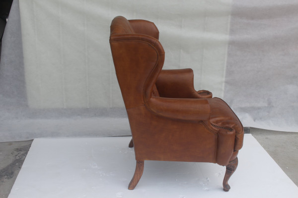 Chesterfield leren fauteuil oorfauteuil vintage clubsessel directeursstoel luie stoel