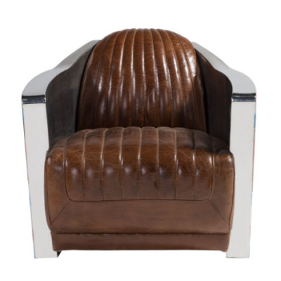 Union Jack Aviator Retro Clubstoel Bruin Leer Vintage Fauteuil Meubels