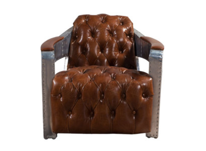 Stoel Aviator Chesterfield Shabby Vintage Lederen Stoel Club Lounge Ontwerp