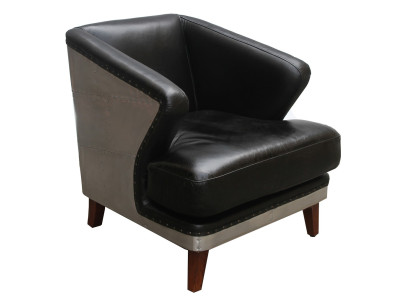 Clubstoel zwart leer leren stoel vintage fauteuil meubilair relax