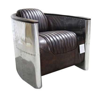 Fauteuil design echt leer vintage luxe meubels gestoffeerd met pilootvliegtuig.
