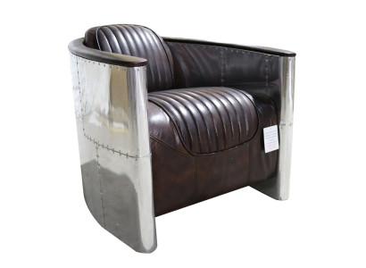 Fauteuil design echt leer vintage luxe meubels gestoffeerd met pilootvliegtuig.