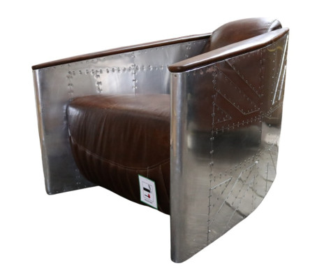 Fauteuil Clubfauteuil Aviator Leer Leren Vintage Fauteuil Meubels Vliegtuig Nieuw