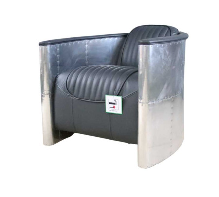 Echtlederen aluminium fauteuil Cognac vliegtuigstoel Aviator decoratieve fauteuil Nieuw