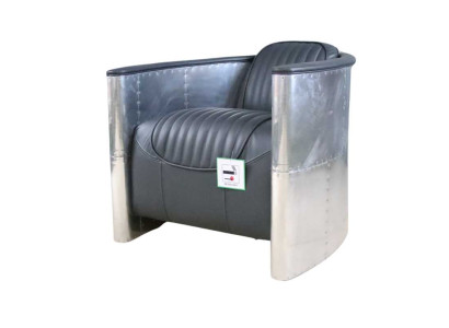 Echtlederen aluminium fauteuil Cognac vliegtuigstoel Aviator decoratieve fauteuil Nieuw