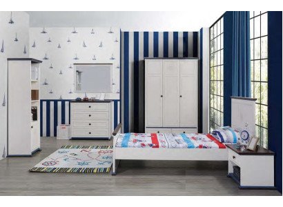 Slaapkamer kinderkamer set Modern kast ladekast tafel hout wit nieuw 5-delige.