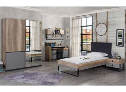 Compleet jeugdkamer kinderkamer set tafel bed kledingkast nachtkastje 4-delig.