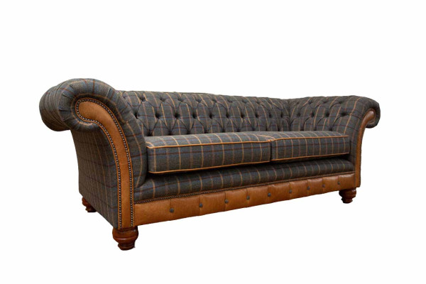 Bankstel 3-zits Designerbank Bank Bekleding Bruin Bankstof Textiel Nieuw