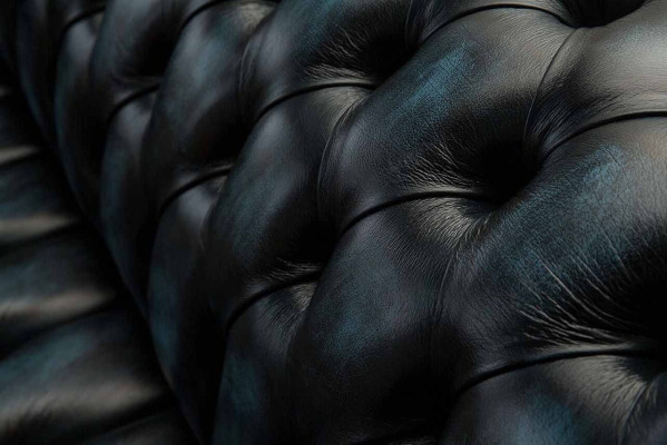 Klassieke 3-zits bank Gestoffeerde zitplaats Chesterfield Stoffen Leren Blauw