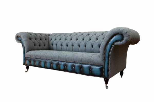 Chesterfield Bank Bekleden Designer Bankstellen Bankstel Driezits Grijs