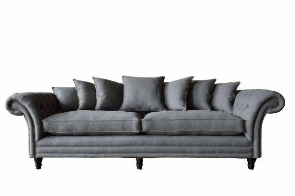 Chesterfield Bank Beklede Banken Klassieke Bank 4 Zits Banken Grijs