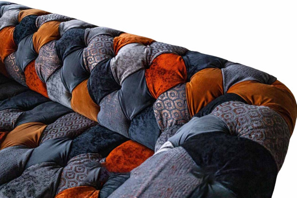 Chesterfield 3-zits bank bank textiel fluweel luxe gestoffeerde zitplaats grote fluweel