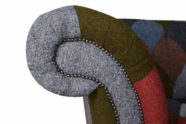 Chesterfield Bank 3 zitter Bekleding Zitkussen Textiel Stof Multikleur Bankstel