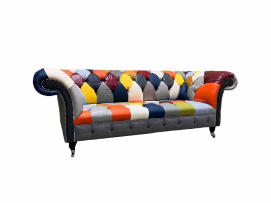 Chesterfield 3-zits stoffen designbank gestoffeerd textiel Moderne bank Nieuw