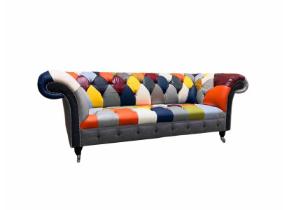 Chesterfield 3-zits stoffen designbank gestoffeerd textiel Moderne bank Nieuw