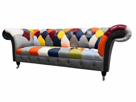 Chesterfield 3-zits stoffen designbank gestoffeerd textiel Moderne bank Nieuw