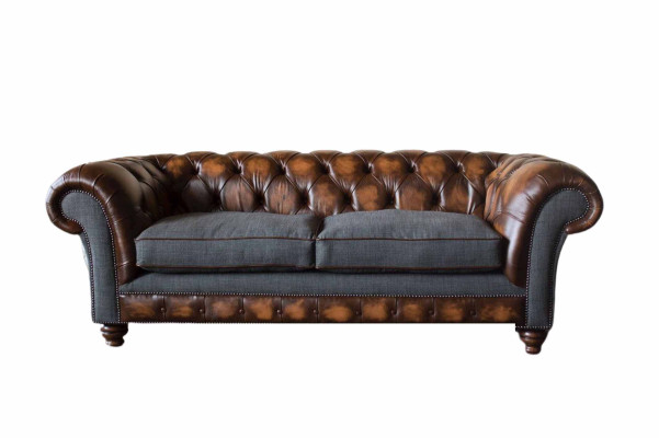 Chesterfield Design Luxe Gestoffeerde Bank Bank Zitkamer Leer Nieuw